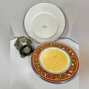 VINTAGE 80’s FORMATION RETRO STYLE ENAMELWARE METAL 11” DINNER PLATE SET of 6